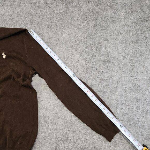 Polo Ralph Lauren PRL Mens M Medium 100% Pima Cotton Knit V Neck Sweater Brown - Picture 10 of 12